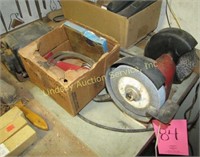 Bench top grinder w/ wire wheel & motor w/ extras