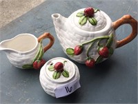 Beautiful ceramic strawberry teapot set