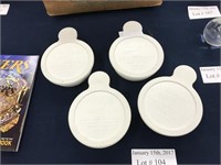 FOUR INDIVIDUAL CORNINGWARE DISHES WITH LIDS