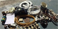 Lot of various electrical supplies and Clock
