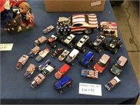 ASSORTMENT OF DIE CAST PATRIOTIC MODEL CARS