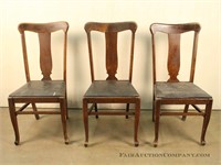 Set of 3 Vintage Oak Chairs