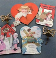 Lot of vintage valentines cards and candle holders