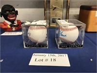 TWO AUTOGRAPHED BASEBALLS BY DUWAYNE WISE AND