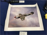 UNFRAMED PRINT ON CANVAS OF A P-40 WWII AIRCRAFT