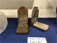 PAIR OF HEAVY STEEL BOOKENDS