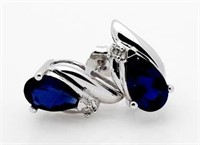 10kt Gold Sapphire & Diamond Earrings