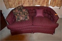 BURGUNDY LOVESEAT WITH 3 PILLOWS