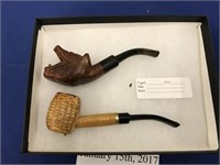 VINTAGE HAND CARVED WALNUT HIPPO TOBACCO PIPE,