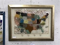 REALLY COOL FRAMED STONE INLAY MAP OF THE UNITED