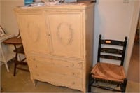 VINTAGE PAINTED SOLID WOOD ARMOIRE