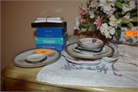 TOP OF DRESSER ITEMS, BOWL WITH FLOWERS,