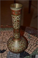 INDIAN CLOISONNE BRASS VASE