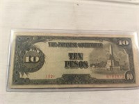Japanese Government 10 Pesos Bill in Case