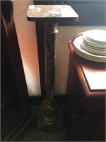Late 19th C French rouge marble & bronze pedestal