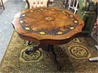 French 19th C floral marquetry center table
