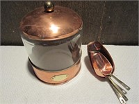 COPPER FLOUR CANISTER WITH SCOOPS