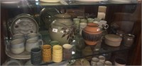 SHELF LOT OF POTTERY INCLUDES CHARLES