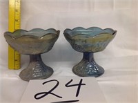 PAIR OF CARNIVAL GLASS CANDEL HOLDERS
