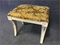 Cream Color Ottoman with Gold Upholstry