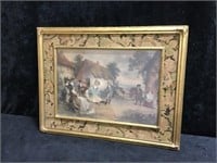 Vintage Picture with Frame and Fabric Matte