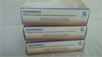3 boxes Adenna vinyl Powder free exam gloves XL