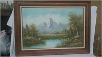 43"x32" nice wood framed scenery painting
