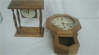2 wooden decorative clocks 1 wall clock needs TLC