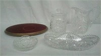 Very nice heavy Crystal pitcher ashtray dish and