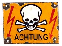 German Achtung Skull Crossed Bones Sign (Nazi)