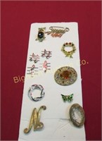 Jewelry: Broach Pins, Various Styles, 12pc Lot