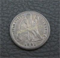 Silver Dime: 1891 Liberty Seated