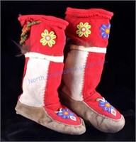 Crow Beaded High Top Moccasins 1920-1940