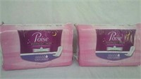 2 pkgs. Poise overnight pads 27 pads per pack