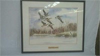 26"x22" Canada geese at Sunset framed artwork
