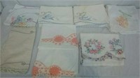 Group of vintage crocheted table runners and