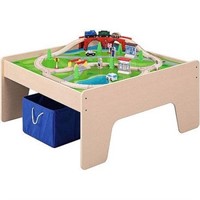Wooden Activity Table with 45-Piece Train Set
