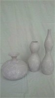 3 light purple decorative vases