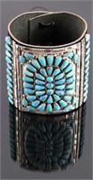 Navajo Silver Petit Point Turquoise Bow Guard