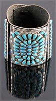 Navajo Silver Petit Point Turquoise Bow Guard