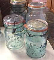 Lot of 4 Atlas glass top fruit jars
