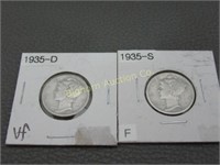 Silver Mercury Dimes: 1935-D & 1935-S