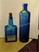 Lot of 2 blue bottles