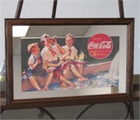 Framed Coca-Cola Mirror Sign