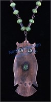 Hudson Bay Owl Copper Effigy Trade Bead Necklace