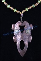 Hudson Bay Kissing Otters Copper Pendant Necklace