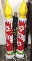 S/2 BLOW MOLD NOEL CHRISTMAS CANDLES