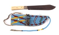 Sioux Beaded Sheath & J. Russell Bowie Knife 1840-