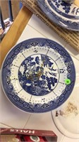 Churchill Blue Willow round serving plate &clock