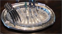 Four compartment glass trays over aluminum round